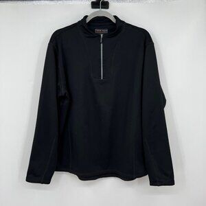 PETER MILLAR WARMTH Black Long Sleeve 1/4 Zip Pullover Sweater Men's Size medium